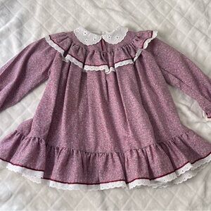 Vintage Nannette Toddler Prairie Dress Floral purple lace  Babydoll USA Size 3T